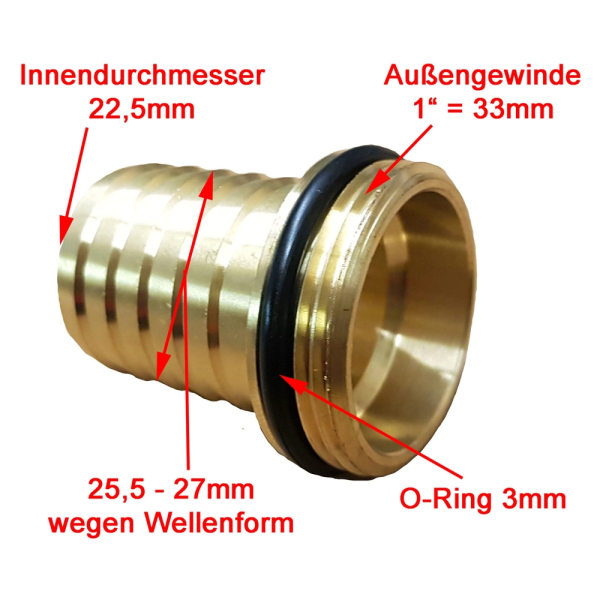 1" Schlauchtülle mit 1" AG